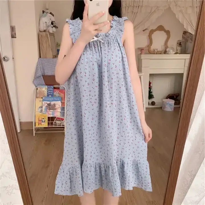 ملابس نوم نسائية جميلة بلا أكمام Beautiful Women's Sleeveless Sleepwear