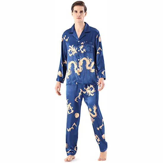 ملابس نوم رجالي من الساتان مطبوعة رقميًّا . Men's Satin Sleepwear Digital Printed C