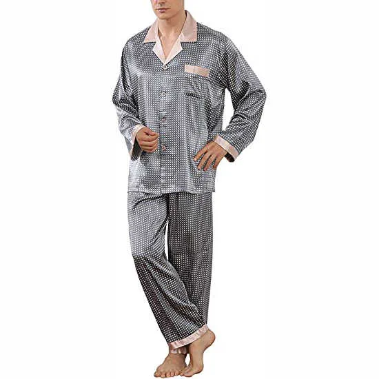 ملابس نوم رجالي من الساتان مطبوعة رقميًّا . Men's Satin Sleepwear Digital Printed C