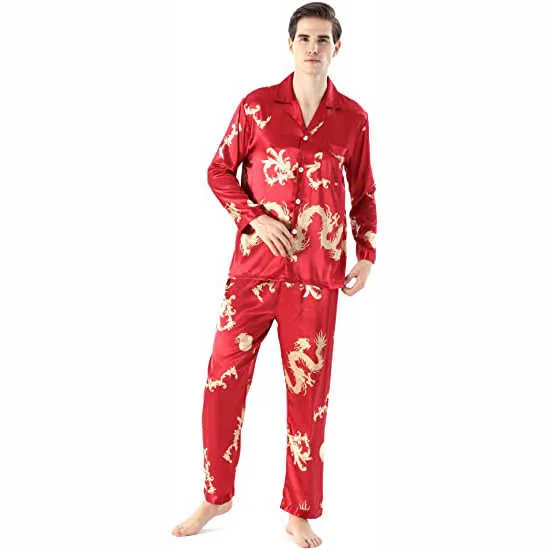 ملابس نوم رجالي من الساتان مطبوعة رقميًّا . Men's Satin Sleepwear Digital Printed C