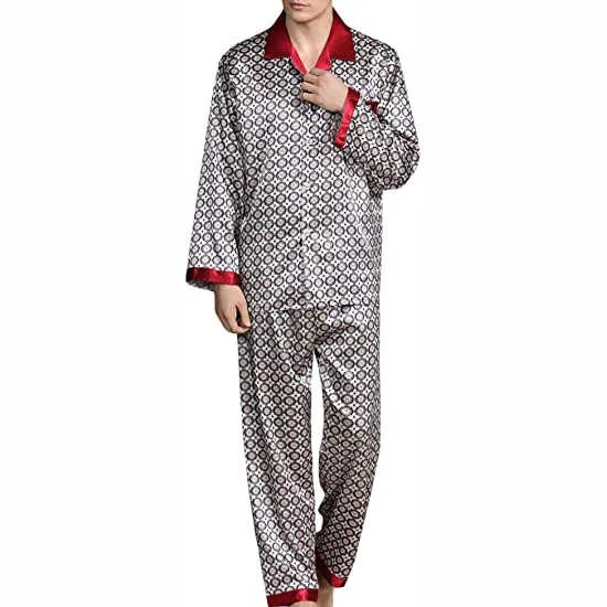 ملابس نوم رجالي من الساتان مطبوعة رقميًّا . Men's Satin Sleepwear Digital Printed C