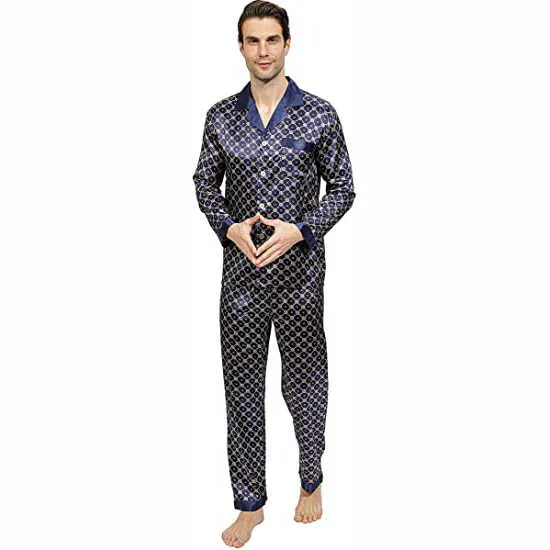 ملابس نوم رجالي من الساتان مطبوعة رقميًّا . Men's Satin Sleepwear Digital Printed C