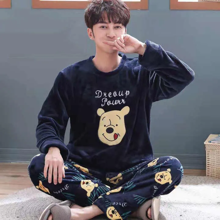 أطقم ملابس نوم شتوية للرجال ملابس نوم رجالية . Men's Winter Sleepwear Sets Men's