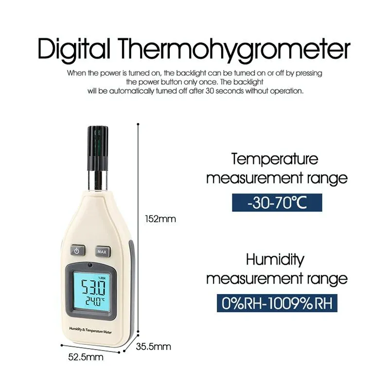 1.45 Inch Screen Digital Humidity & Temperature Meter White