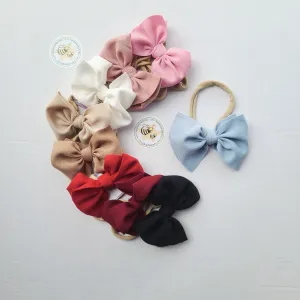 3.5" Fabric Bow & Soft Nylon Headband (CLICK FOR COLOR OPTIONS)