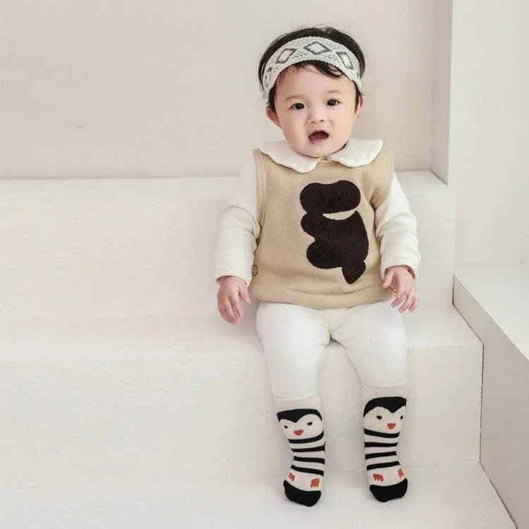 Animal Pattern Terry Non-Slip Socks [Set of 5]