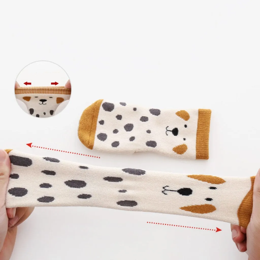 Animal Pattern Terry Non-Slip Socks [Set of 5]