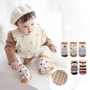 Animal Pattern Terry Non-Slip Socks [Set of 5]