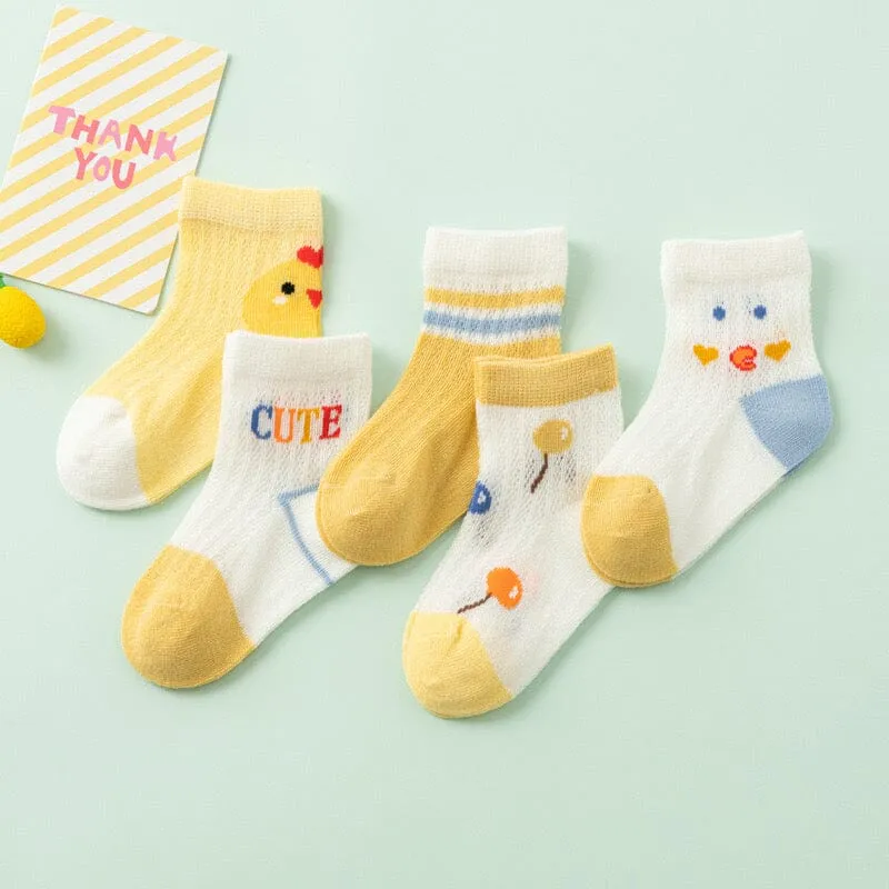 Animals Mesh Summer Socks [Set of 5]
