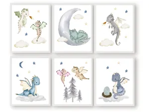 Baby Dragon Neutral Nursery Prints
