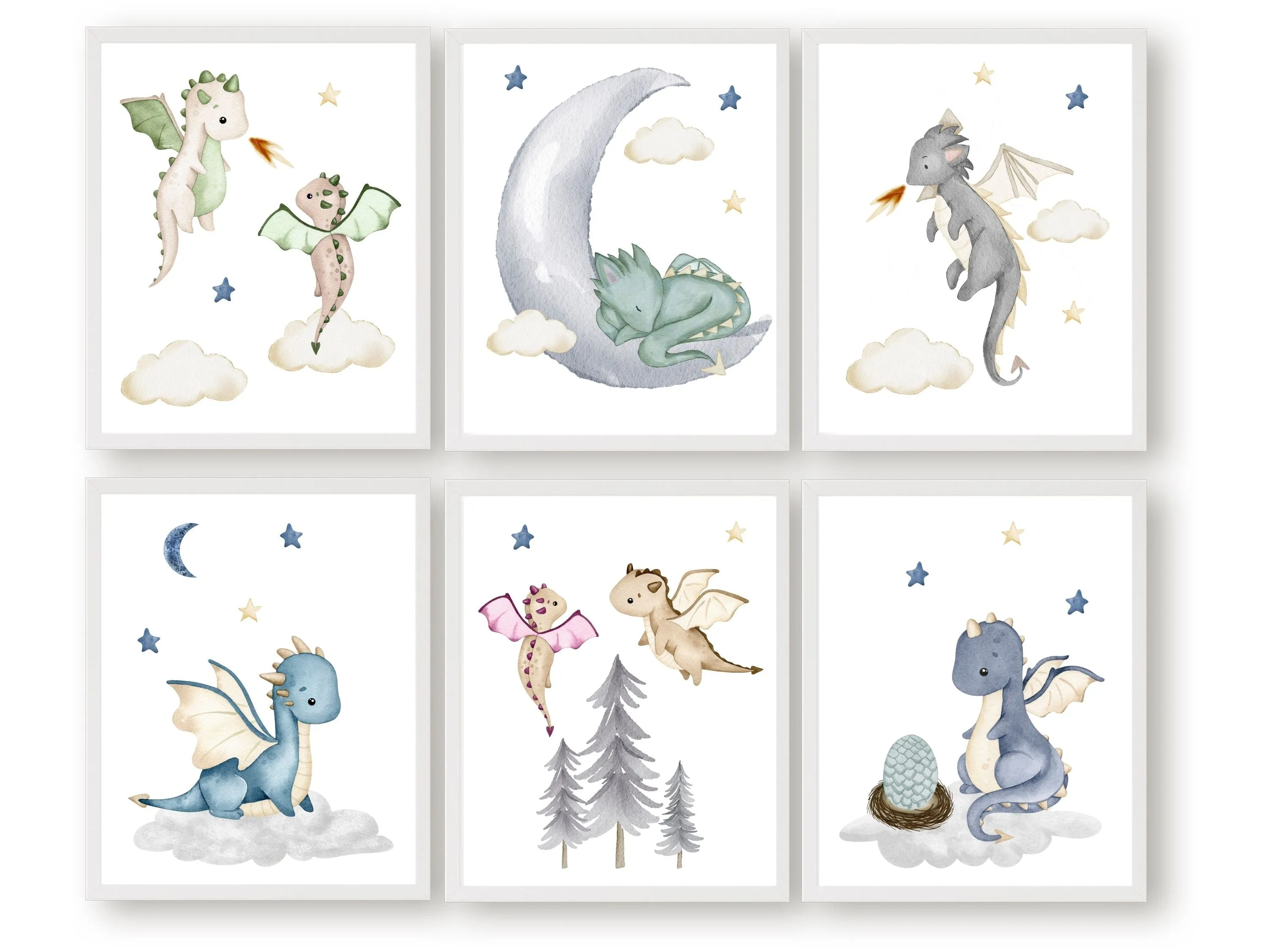 Baby Dragon Neutral Nursery Prints