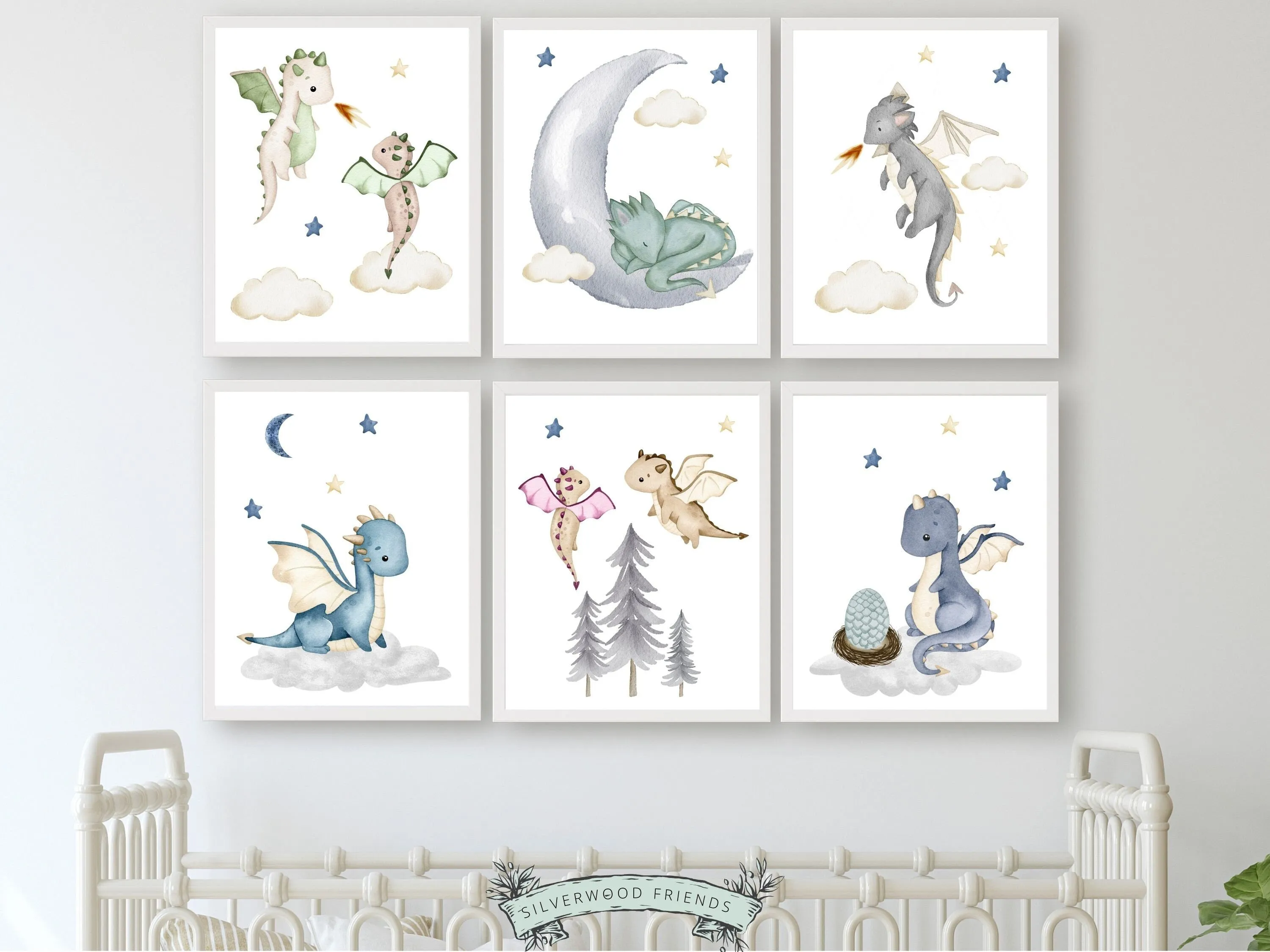 Baby Dragon Neutral Nursery Prints
