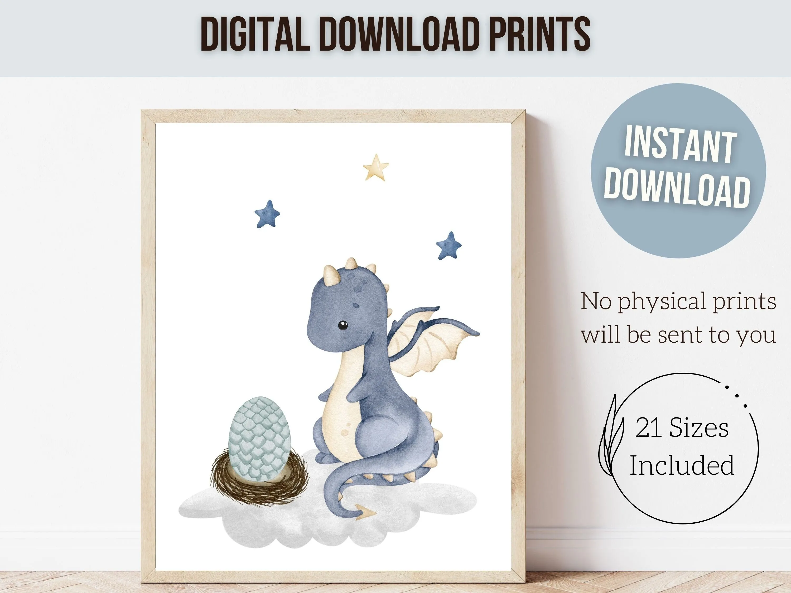 Baby Dragon Neutral Nursery Prints