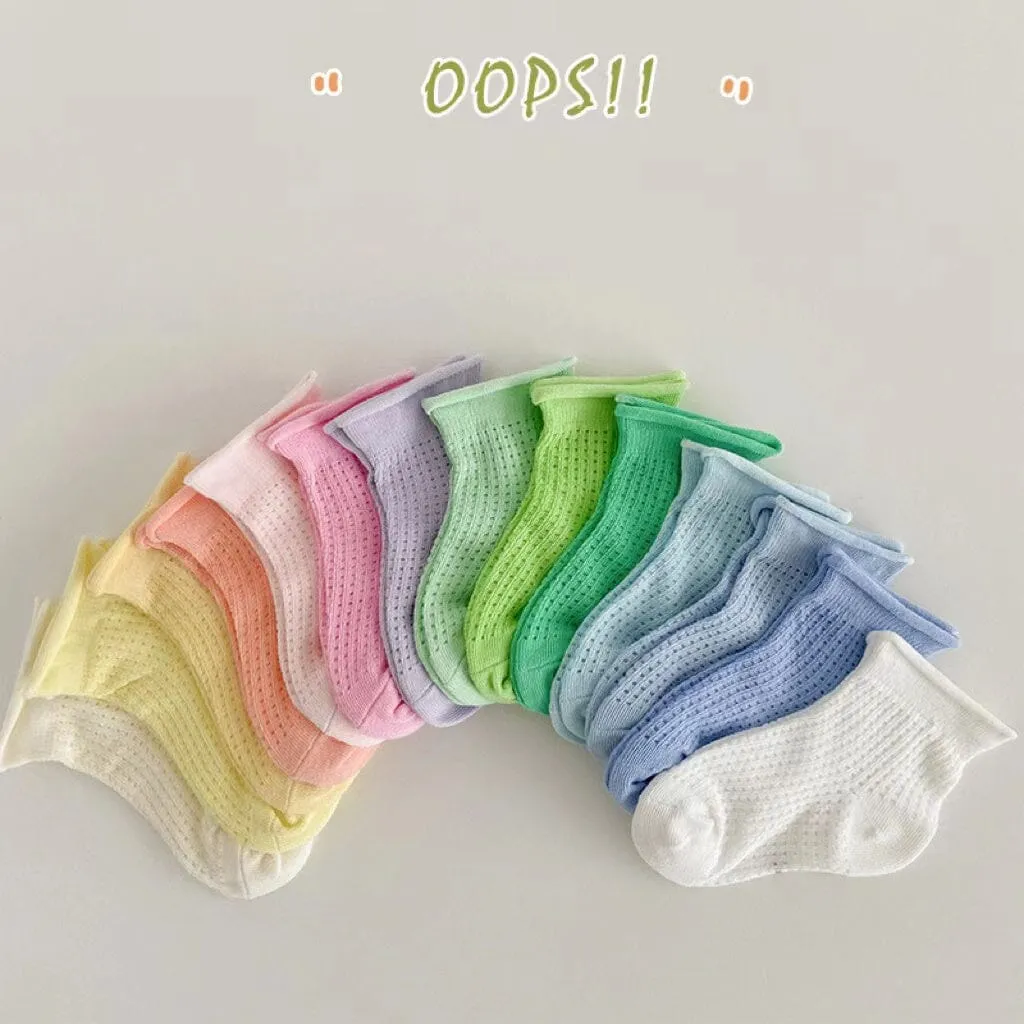 Candy Color Summer Mesh Socks [Set of 4]