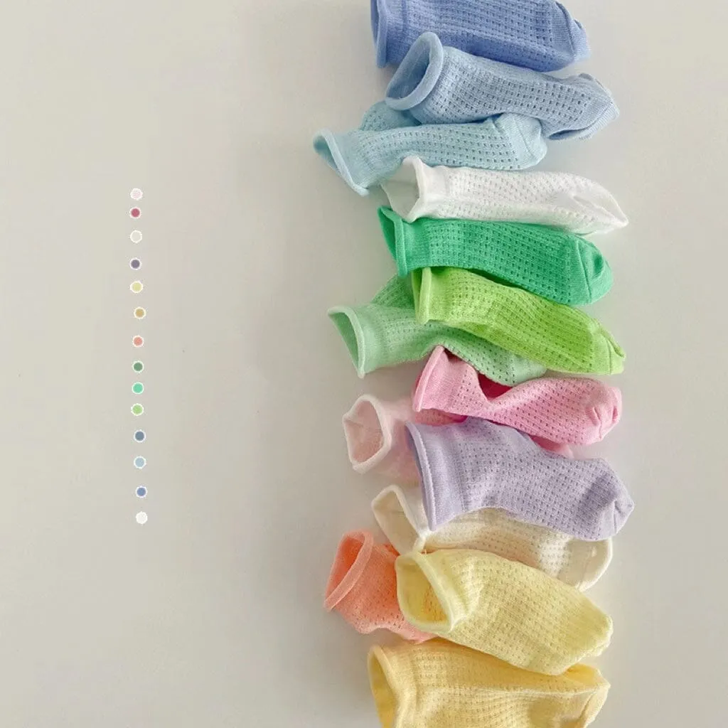 Candy Color Summer Mesh Socks [Set of 4]