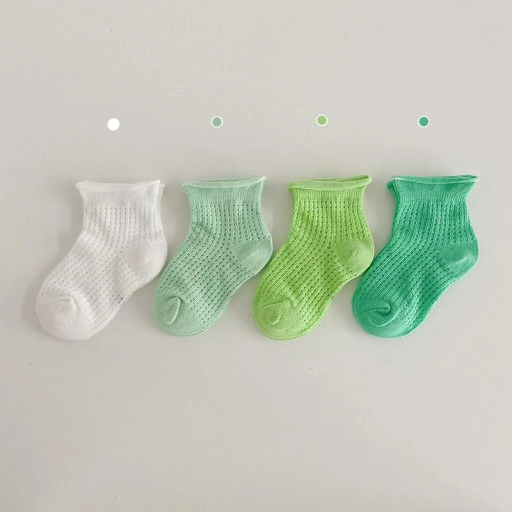 Candy Color Summer Mesh Socks [Set of 4]