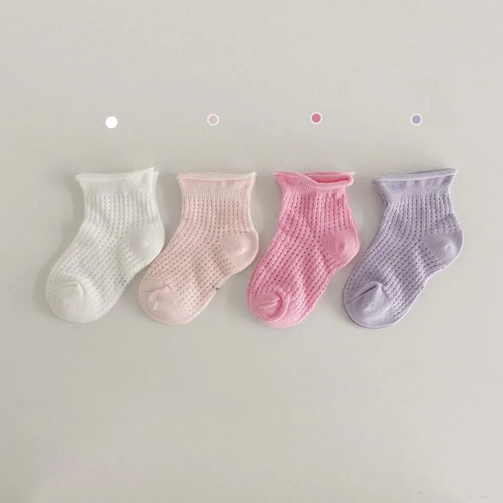 Candy Color Summer Mesh Socks [Set of 4]
