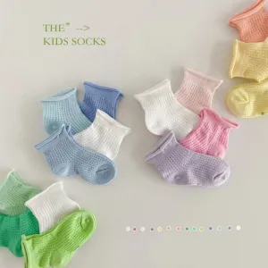 Candy Color Summer Mesh Socks [Set of 4]