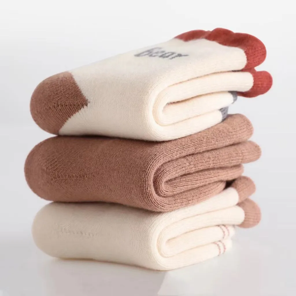 Cartoon Animal Thick Terry Warm Baby Socks [Set of 3]