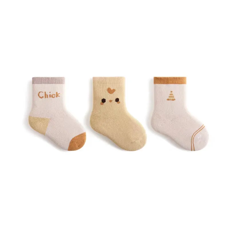 Cartoon Animal Thick Terry Warm Baby Socks [Set of 3]