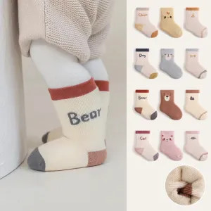 Cartoon Animal Thick Terry Warm Baby Socks [Set of 3]