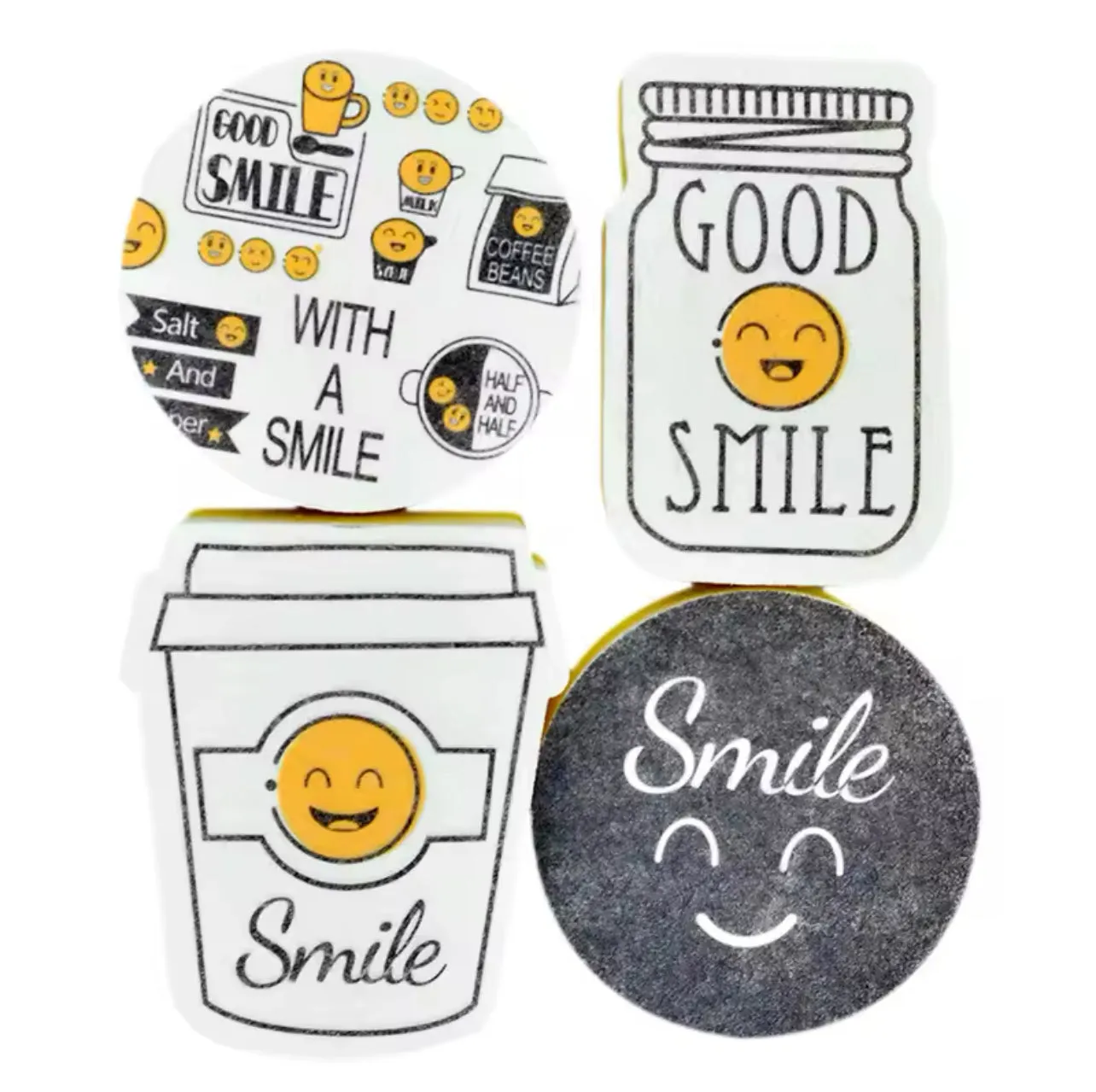 Cartoon Smiley Face Sponge Eraser Thickened Scouring Pad for Kitchen Effective Cleaning of Dishwashing Wipes Wipe Sponges