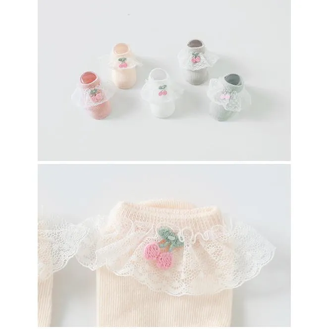 Cherry Lace Baby Socks