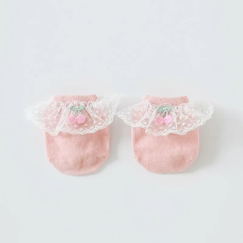 Cherry Lace Baby Socks