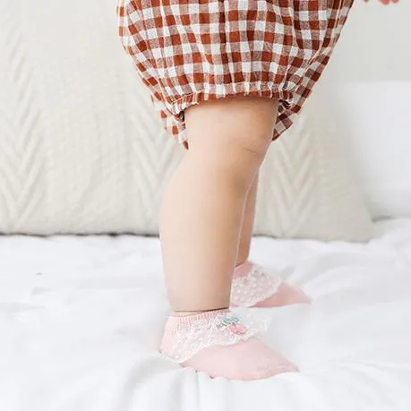 Cherry Lace Baby Socks