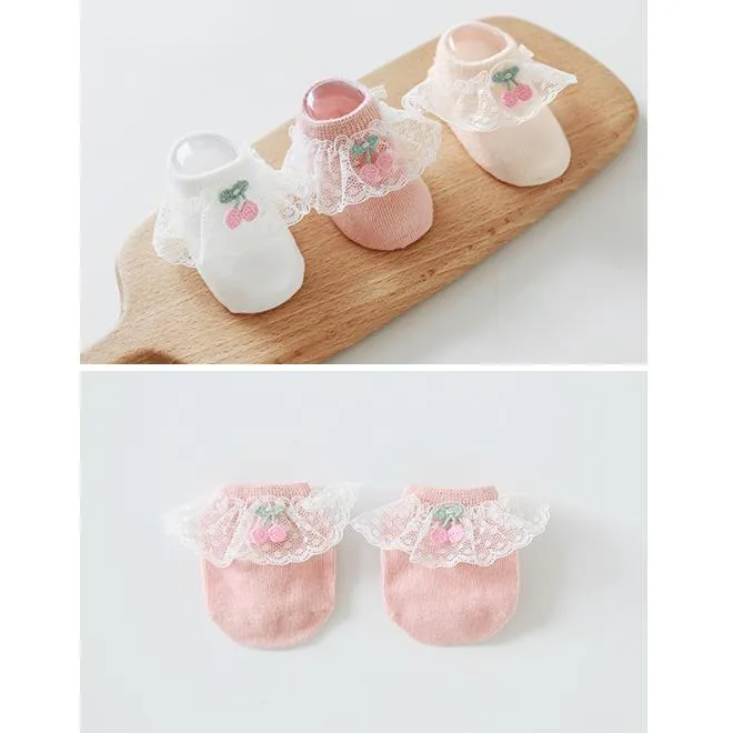 Cherry Lace Baby Socks