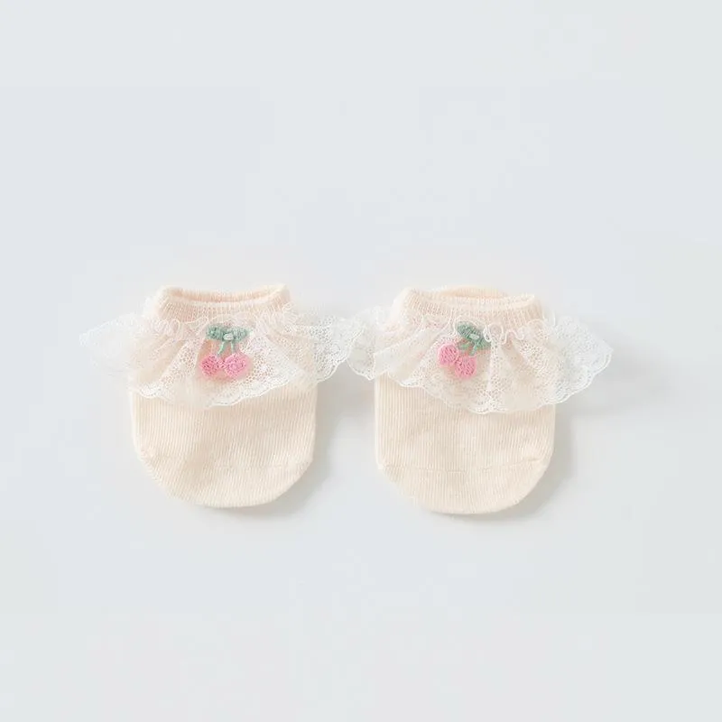 Cherry Lace Baby Socks