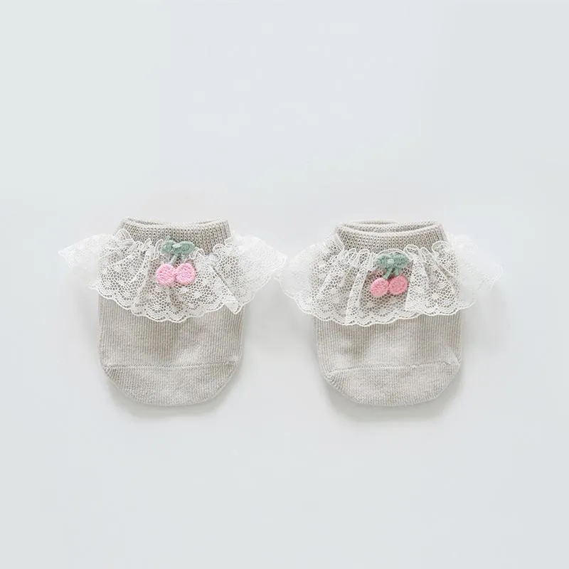 Cherry Lace Baby Socks