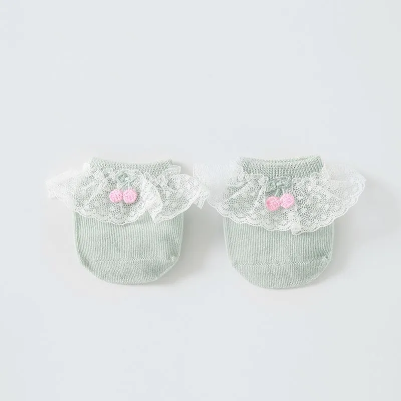 Cherry Lace Baby Socks