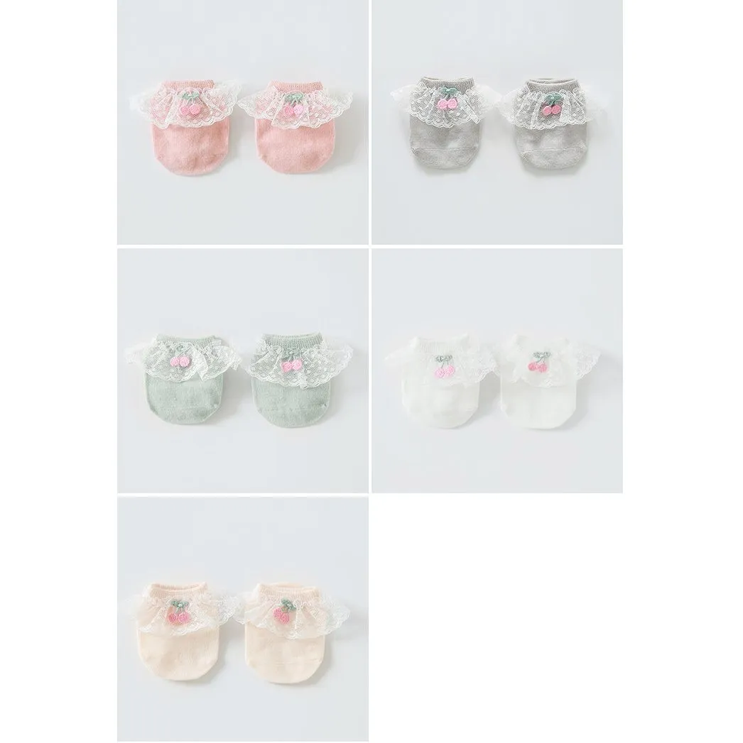 Cherry Lace Baby Socks