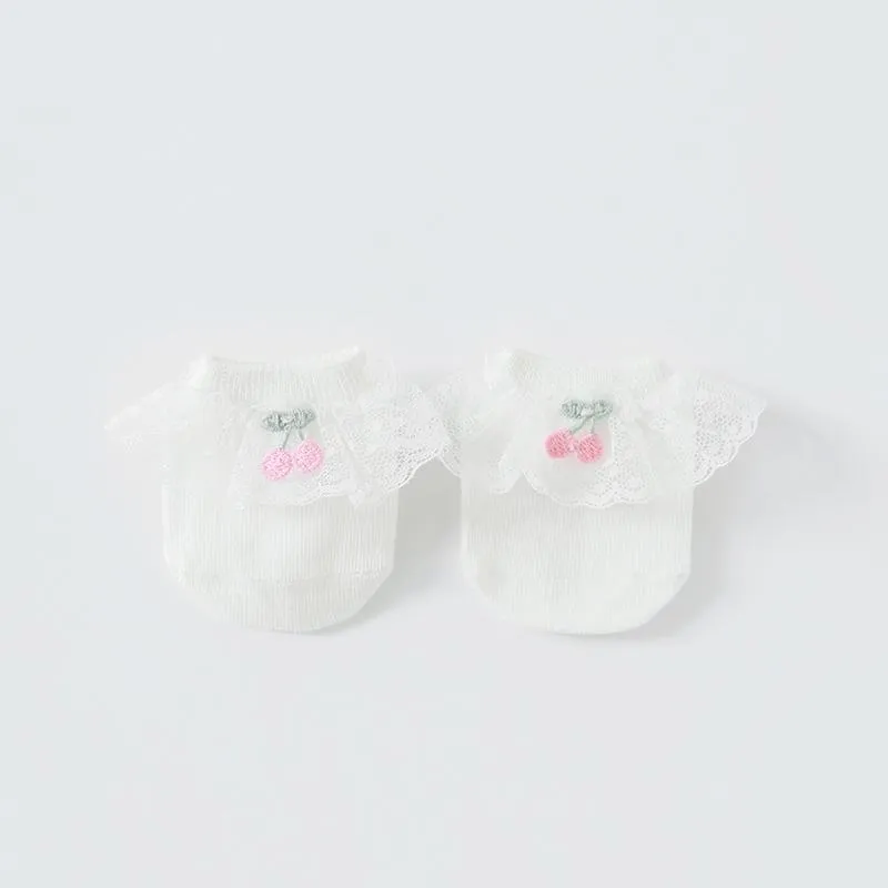 Cherry Lace Baby Socks