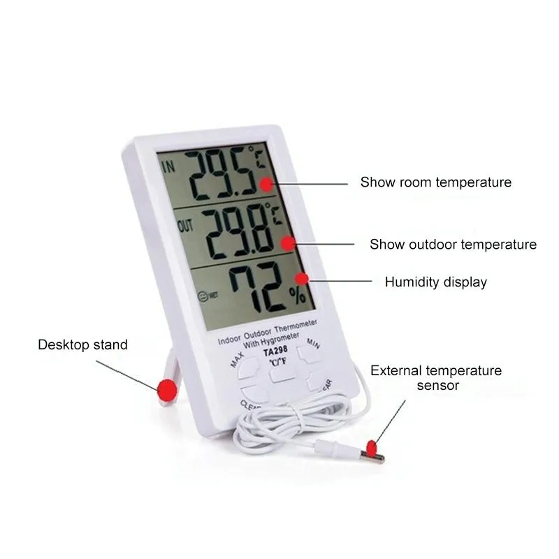 Digital Lcd Humidity & Thermometer   Extra Sensor Cable