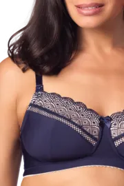 Hotmilk 'Show Off' Wirefree Nursing Bra - Navy / Pink