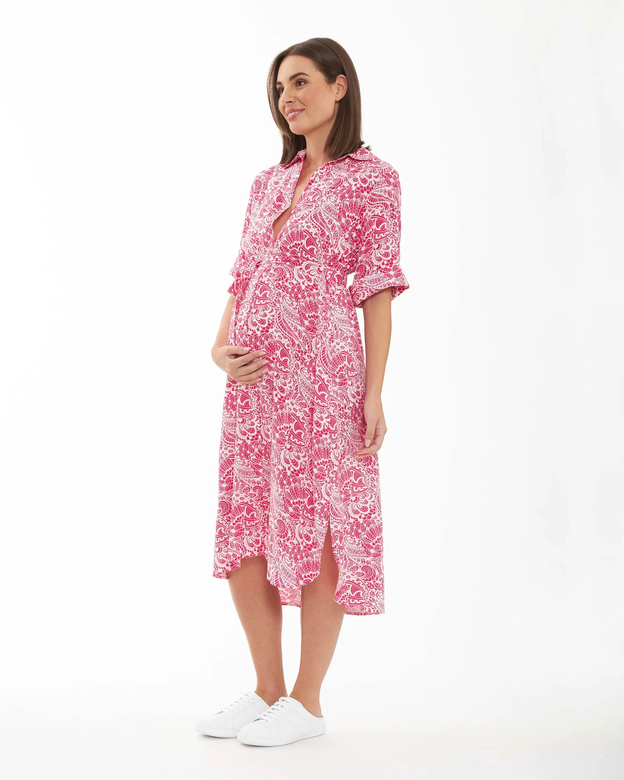 'Janis' Maternity & Nursing Shirt Dress