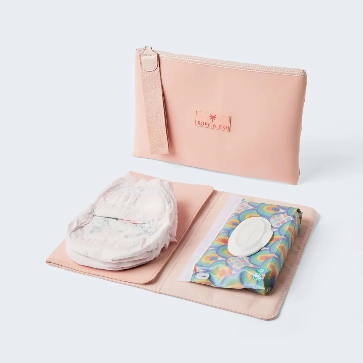 Kove & Co Nappy Wallet with Fold Out Change Mat (Beige)