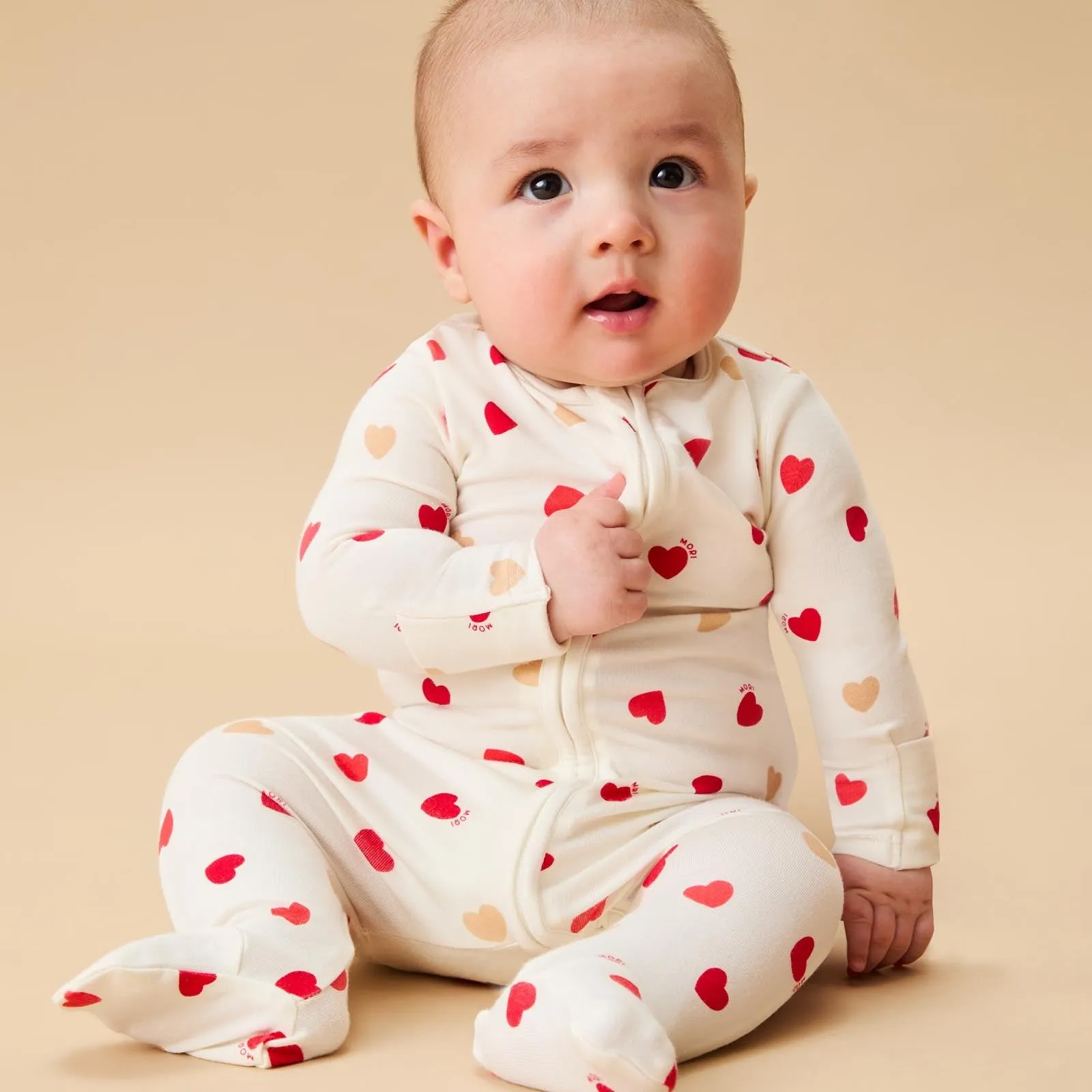 Love Heart Clever Zip Baby Pajamas