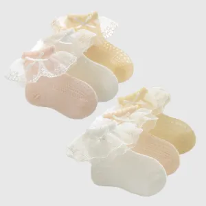 Princess Bow Lace Summer Mesh Socks [Set of 3]