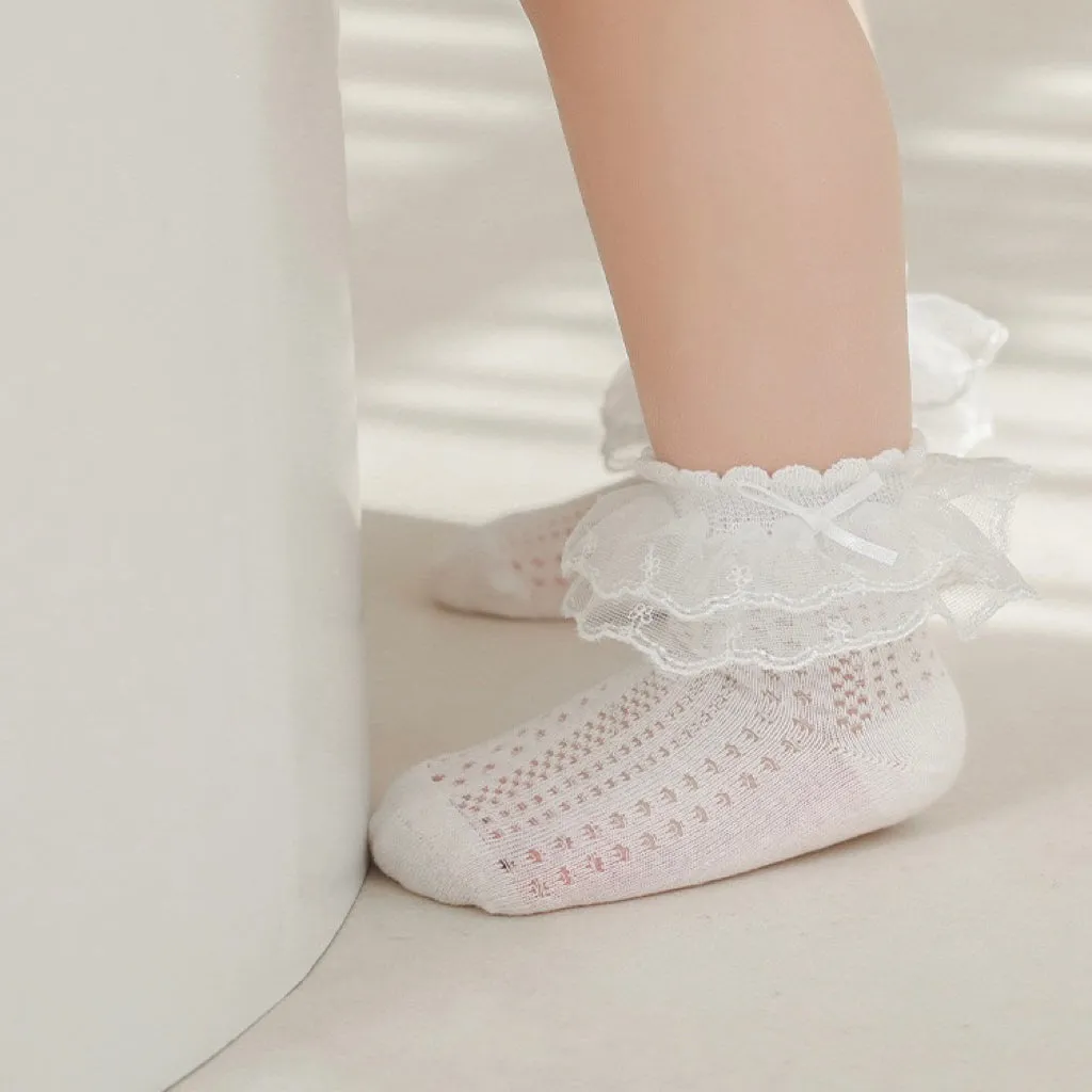 Princess Bow Lace Summer Mesh Socks [Set of 3]