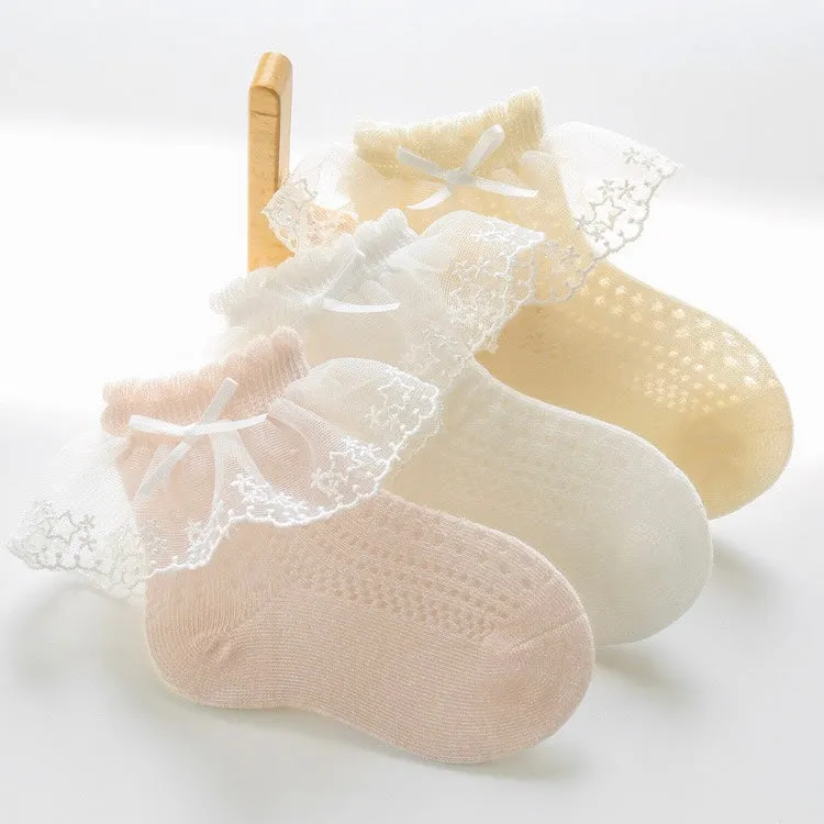 Princess Bow Lace Summer Mesh Socks [Set of 3]