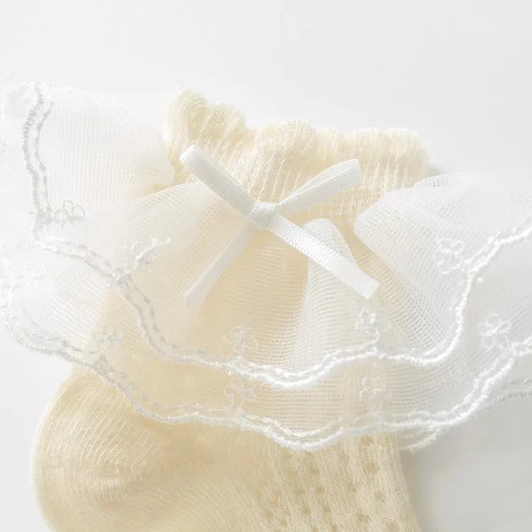 Princess Bow Lace Summer Mesh Socks [Set of 3]