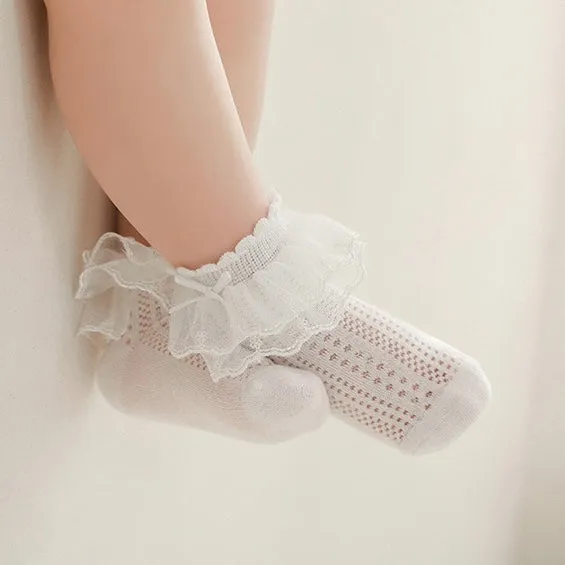 Princess Bow Lace Summer Mesh Socks [Set of 3]