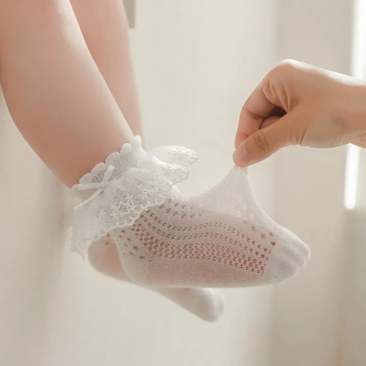 Princess Bow Lace Summer Mesh Socks [Set of 3]