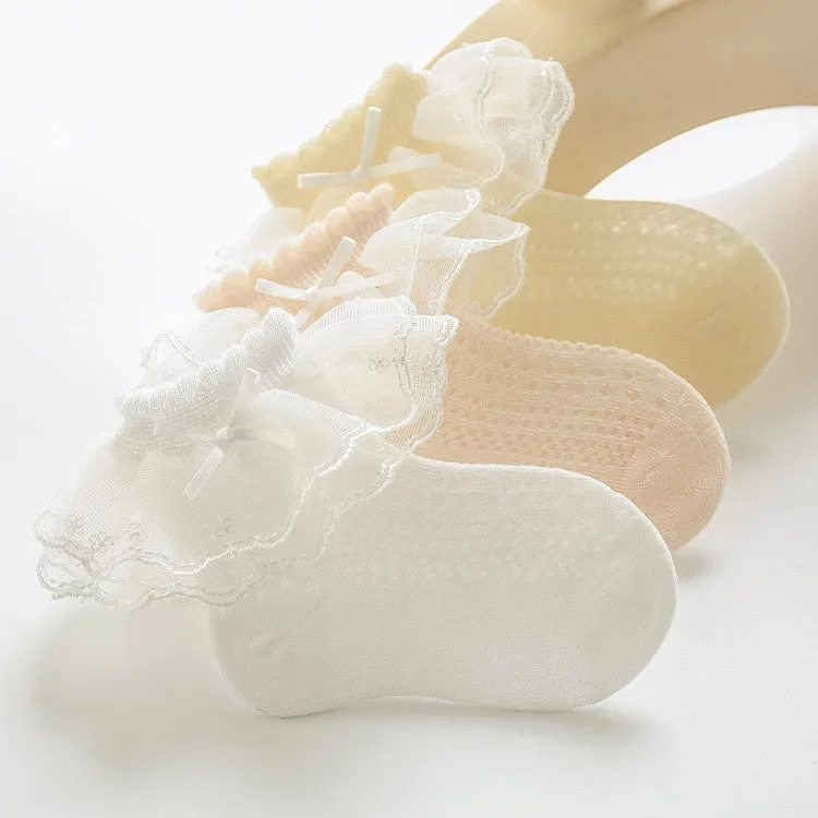 Princess Bow Lace Summer Mesh Socks [Set of 3]