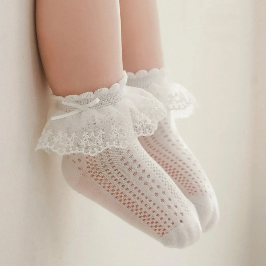 Princess Bow Lace Summer Mesh Socks [Set of 3]