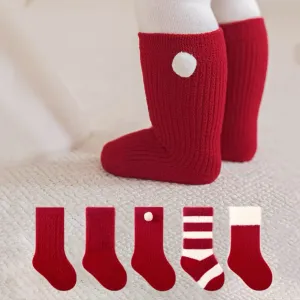 Snug & Safe Red Warm Socks [Set of 5]