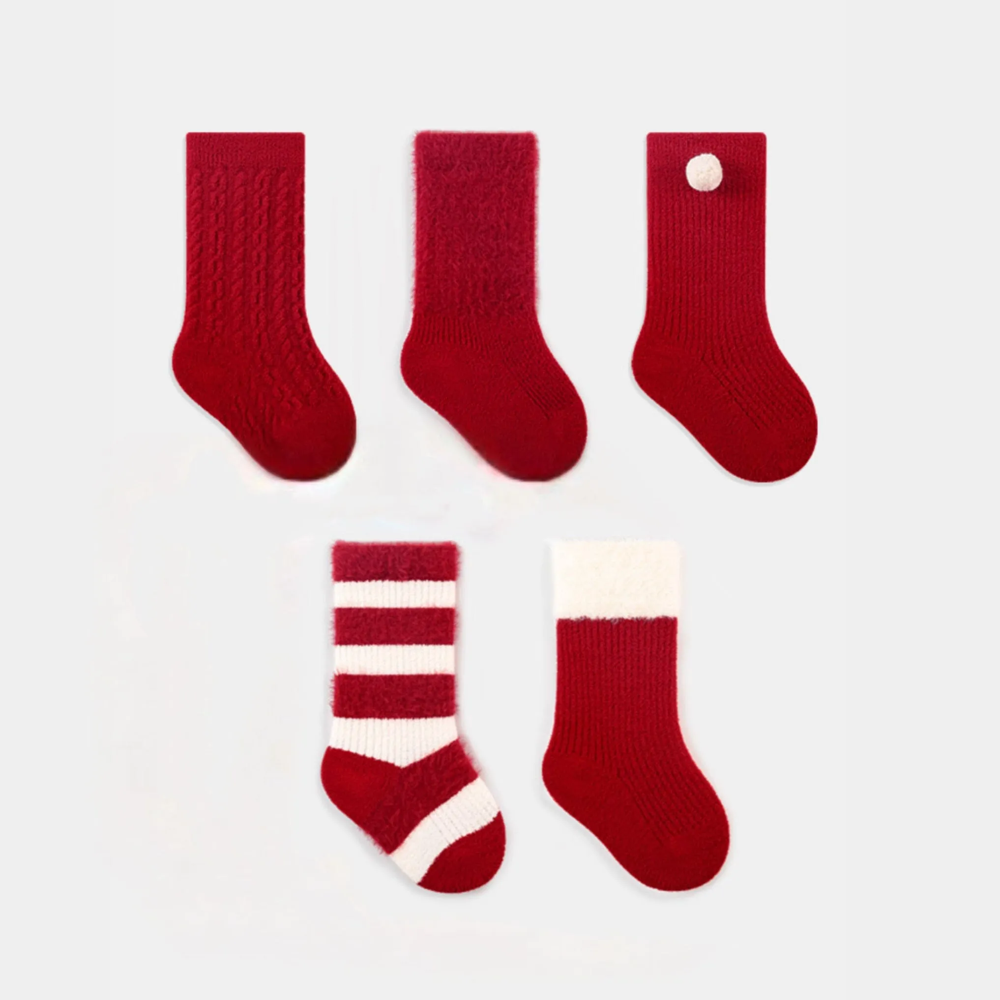 Snug & Safe Red Warm Socks [Set of 5]